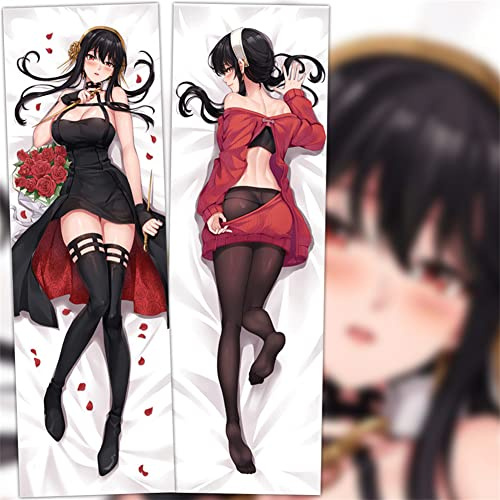Seitenschläfer Kissenbezug 150x50cm SPY×Family Cosplay Atmungsaktiver Kissenbezug Pfirsichhaut Velour mit Reißverschluss (Yor Forger)
