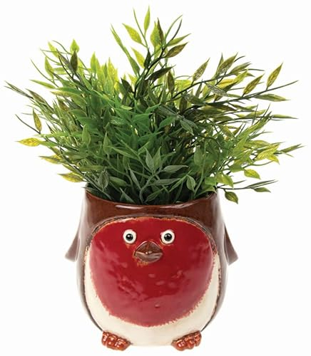 Shudehill Giftware Village Pottery Robin Indoor Red Planter Medium