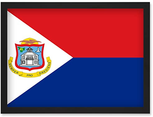 Artery8 Sint Maarten (Dutch part) National Flag Patriotic Vexillology World Flags Country Region Poster Artwork Framed Wall Art Print A4
