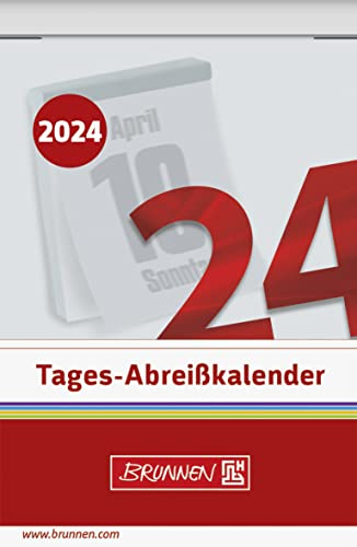BRUNNEN Tageskalender 2024 1 Seite = 1 Tag 54 x 80 mm, Schlitzweite 22 mm weiß