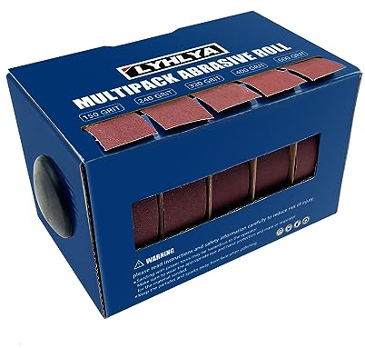 Verschiedene Schleifpapierrollen, 5 Körnungen, Schmirgeltuchrollen mit Spender, 150, 240, 320, 400, 600, verschiedene Körnungen, Schleifpapierrollen für Holz, Metall, Polieren, jede Rolle 2,5 cm x 5 m