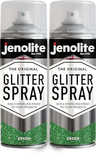 JENOLITE Glitzer-Farbspraydose | GRÜN | 2 x 400ml | Glitzerfarbe | Multi-Oberfläche | Ideal für Bilderrahmen, Spiegel, und Kunsthandwerk
