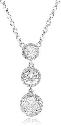 LIHELEI Damen Halskette 925 Sterling Silber, Halskette Mit Einem Runden Zirkonia Anhänger, Valentinstag Weihnachten Muttertag Schmuck Geschenke für Frauen Freundin Frau Mama