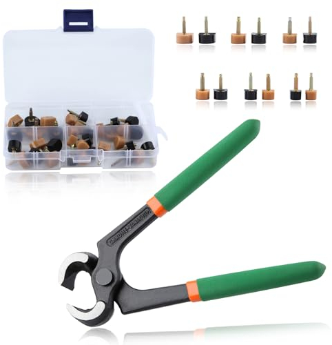 LEONTOOL 24 Pairs High Heel Replacement Tips with 6 Inches Stiletto Remove Pliers, Shoe Repair Kit for Women Shoe Heel Repair, 6 Size(8-12.5mm), 2.4/3.0mm Nail Diameter, Beige, Black