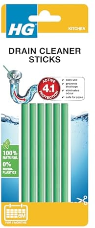 HG Drain Unblocker, Drain Sticks, Powerful Cleaner, Sink Unblocker, pack of 6