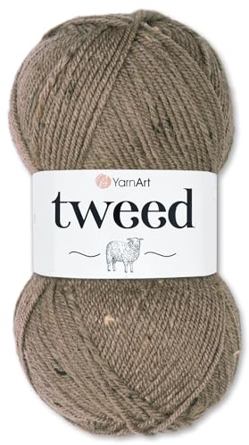 Frida's Wollhaus YarnArt 100 g Tweed Wintergarn Trachtengarn Wolle Stricken Häkeln 10 Farben (229 | Braun)