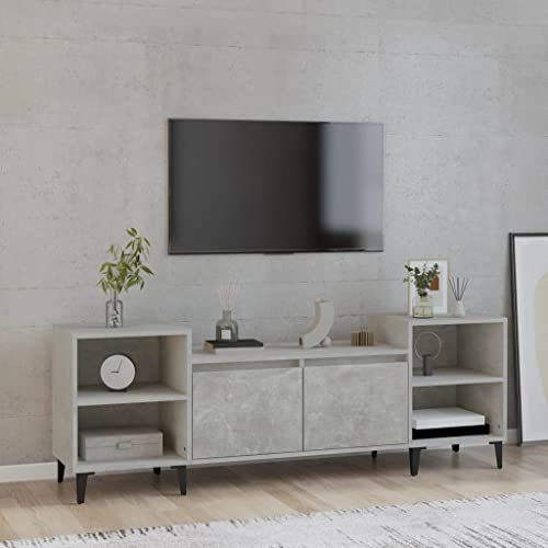 Coavain Mobile per TV Grigio Cemento 160x35x55cm Legno Multistrato Mobiletto TV Basso Mobile Basso TV Mobili Porta TV da Terra Mobiletto Legno Mobile TV Legno Mobiletto a Giorno Mobili TV Bassi