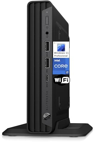 HP EliteDesk 800 G8 Business Mini PC Computadora de sobremesa, Intel Octa-Core i7-11700T hasta 4,6 GHz, 32 GB DDR4 RAM, 2 TB PCIe SSD, WiFi, Bluetooth, tipo C, teclado y mouse, Windows 11 Pro, cable