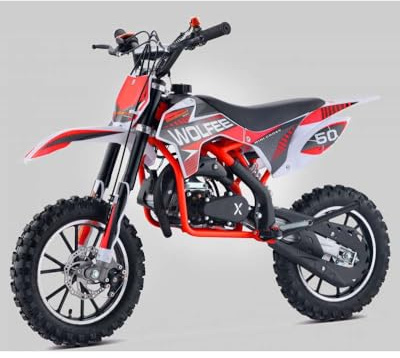 T-MOTO - Mini moto cross 50 cc Wolfee 2 Tempi - Minimoto a benzina 10/10 - Minimoto cross 50cc per principianti - Mini moto cross benzina, Rosso