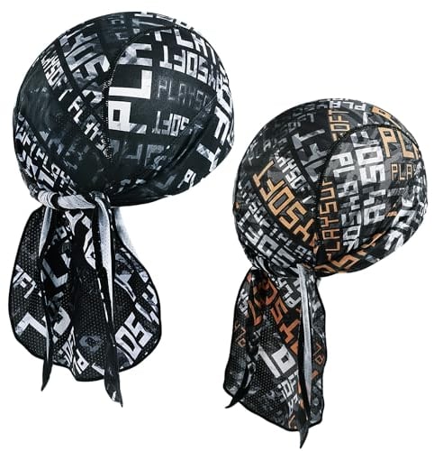 WTACTFUL 2pcs Sports Bandana Cap Kopftuch Herren Damen, Sommermütze Radmütze Fahrradmütze Fahrrad Mütze Kopfbedeckung Drucke Schwarz, Orange