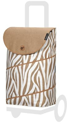 Andersen Einkaufstrolley Ersatztasche - 46 Liter - Seiten- & Fronttasche - extra Innenfach - wasserabweisend - Reflektoren - faltbar - Tyra Zebra