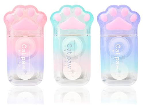 3 Stück Korrekturroller Mini, 6M x 5MM, Korrekturband für Katzenkrallen, Bunte korrekturroller Cute Kawaii, Korrekturband Katze für Studenten Schule und Büro, Geeignet für Süße Mädchen
