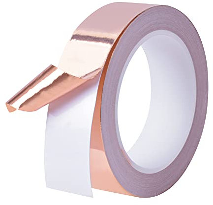 Rapidbok Ruban de Feuille Cuivre 20m x 30mm, Double Face Conducteur, Blindage EMI, Pour Réparations Électriques et Repoussant Les Vis Sans Fin