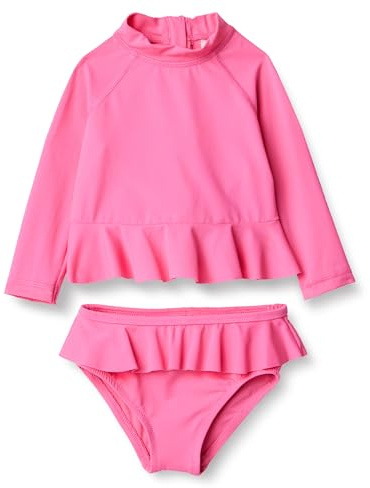 Amazon Essentials Baby - Mädchen Langarm-Rashguard-Schwimmset Mit Rüschen, Intensive Rosa, 6-9 Monate
