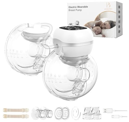 KISSBOBO Tire-lait électrique mains libres 3 modes 9 niveaux avec écran LCD, pompage fort, lait anti-fuite, ultra silencieux, avec brides de 21 mm/24 mm (Blanc)