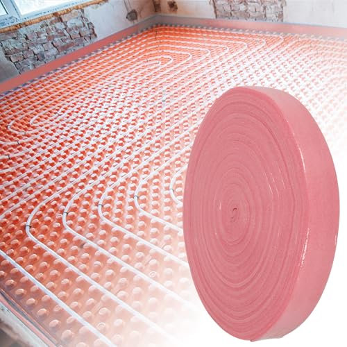Underfloor Heating Edge Strips, Self-Adhesive Underfloor Heating Edge Insulation, 1 Roll 20 Metres, 50 mm x 5 mm Edge Insulation Strips for Compensating Compound, EPE Special Edge Strips, Joint Tape