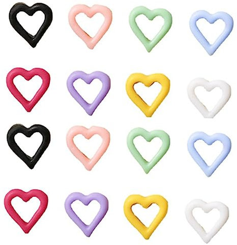 Healeved 100pcs Heart Shaped Nail Art Charms Flat Back for Scrapbooking Heart Decorations for Valentine Day and Creative Crafts