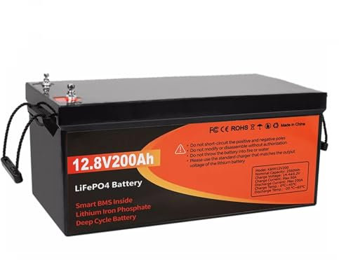 LiFePO4 12V 200Ah Batterie,Deep Cycle Batterien,2560Wh Lithium Akku mit 15000Tiefzyklus,Intelligentem BMS und Abschaltschutz bei Niedrigen Temperaturen für Camping,Solarpanel Kit,Wohnmobil