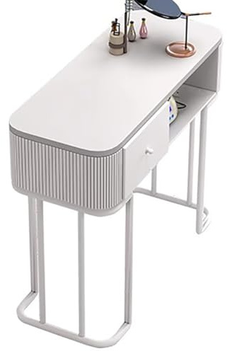 TT-YEC Modern Manicure Table with Drawers, Glass Top Manicure Table, Multifunctional Beauty Salon Manicure Workstation, Compact Manicure Table, Nail Design Table for Nail Studio,AL120CM