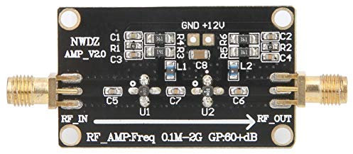 Mavaol Wideband RF Amplifier 0.1M to 2G Frequency 60dB Gain Low Noise 12V Power for FM Radio Shortwave Cable TV Boosters