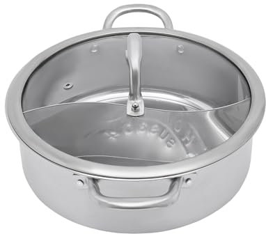 Edelstahltopf, 25 x 9 cm Kochtopf Kochtopf mit Glasdeckel mit zwei Griffen Löffel Fondue Induktionskocher Fondue Kochgeschirr für Haushalt Küche