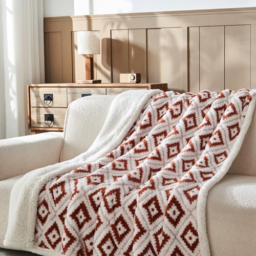 Wajade Plaid Polaire Sherpa Couverture Polaire Couverture de Canapé Plaid Fourrure Boheme Ultra Douce et Duveteuse Haute qualité-Brown 153 * 203