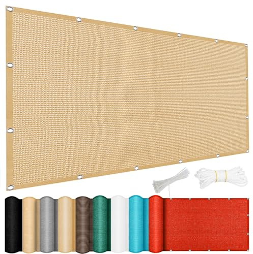 Voile D’Ombrage Rectangulaire 300 x 360 cm, Hdpe, Respirant, Perméable, Anti-Déchirure, Toile Ombrage Respirante, pour Patio, Terrasse, Balcon, Jardin, Pergola, Jaune Sable