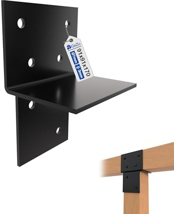 Pfosten Dreiwegverbinder T-Form 91 x 91 mm, schwarz | Beschichtetes schwarzes Pulver T-Stecker Halterung Wand und Pfosten-Verbinder für Holzkonstruktionen