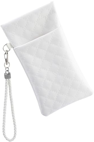 CREATCABIN Astuccio Doppio Occhiali Custodia Morbida Occhiali Sole con Tracolla Custodia Occhiali Donna Custodia Morbida Pelle Occhiali Sole Organizzazione degli Occhiali Portafoglio 18x10cm Bianco