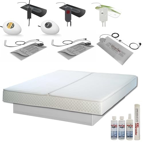 Wasserbett Bett SET Softside DUAL ohne Podest/Sockel – hochwertiges Doppelbett mit Wasserbettmatratzen & Komfortausstattung – inkl. Pflegeset & Befüllschlauch – für gesunden Schlaf – 200x220 cm F3