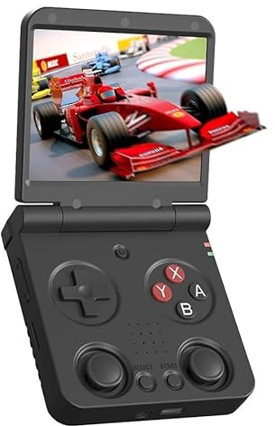 MIYOO FLIP V2 Console de jeu portable, pliable, 64 Go, écran IPS 3,5, Wi-Fi, prise en charge PS1/GBA/SNES, batterie 3000 mAh, noire