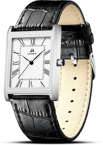 Herren Uhr Armbanduhr Herren Wasserdichte Analoge Quarz Uhren für Männer | Retro Designeruhr Lederband Zifferblatt mit römischen Ziffern