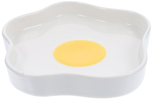 NOLITOY Irregular Ceramic Plate for Afternoon Tea and Snacks Cute Fried Egg Shape Fruit Holder Tray High-Grade Ceramic Serving Dish for Salads Desserts Parties and Home Use