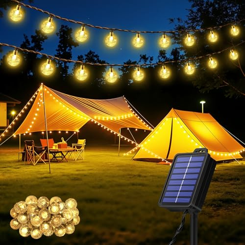 Realky Guirnaldas Luces Exterior Solar, 30 LED 8.1M Guirnalda Luces Solares | 8 Modos IP65 Impermeable Cadena de Luz Solar con Función de Memoriapara Jardín, Patio, Navidad, Fiesta - Blanco Cálido