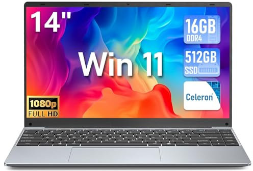 FUNYET Ordinateur Portable 14 Pouces Win 11 Pro 16Go RAM 512Go SSD Celeron N5095 jusqu'à 2,9 GHz PC Portable Soutien Extension TF 1To 4 Cœurs 5G WiFi 1920x1080 FHD BT 5.0 USB 3.0 HDMI Convertible