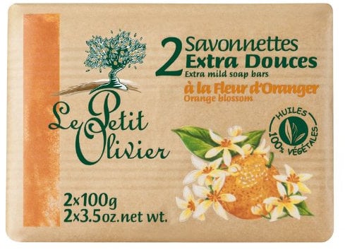 Le Petit Olivier - 0005035 - Hygiène Beauté - Savonnettes - Extra Douces - Fleur d'Oranger - 2 x 100 g - Lot de 3
