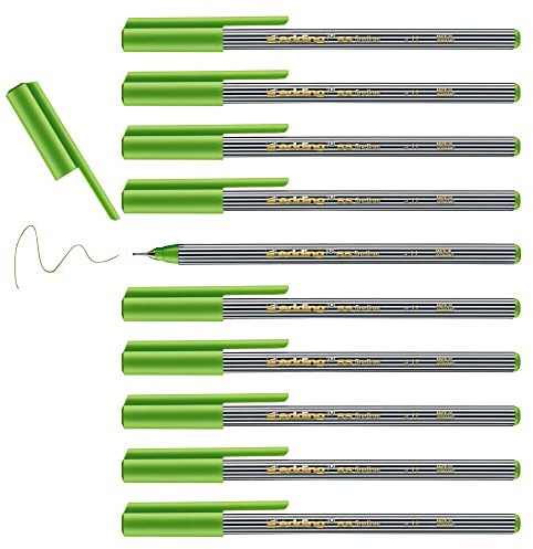 edding 55 - fineliner - light green - 10 pens - 0.3 mm nib - colour pen for writing, drawing, underlining, illustrating - for children and adults, at school and in the home or office