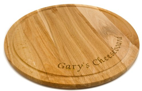 Personalised Round 30cm Beech Wood Cheese, Bread, Chopping Board, Any Message Laser Engraved