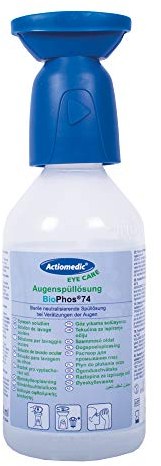 ACTIOMEDIC Augenspülung mit phosphatgepufferter Spüllösung BioPhos®74 4,9% I Phosphatgepufferte Augenspüllösung I Sterile Augenspüllösung für Chemikalien I 250 ml