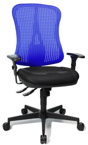 Topstar HE20PBC08 Head Point SY P4, ergonomischer Bürostuhl, Schreibtischstuhl, Muldensitz, inkl. Armlehnen, Netzrücken, Stoffbezug schwarz/blau