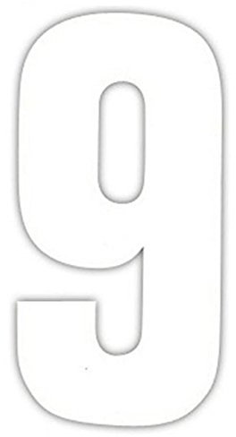 Pack of 3 Wheelie Bin House Numbers - White Number 9