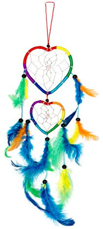 40cm x 9cm Dreamcatcher 2 Ringe Blau Lila Rot Türkis Bunt Rainbow