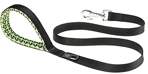 Ferplast Daytona G Guinzaglio per Cani Extraresistente - Morbida Impugnatura Imbottita - Pratico Porta Sacchetti Igienici - Antiabrasione - Design Italiano - 120 x 2 cm, Nero Fantasia
