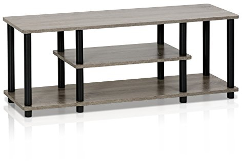 Furinno Entertainment/TV-Regal mit unterschiedlichen Ablageflächen, holz, Eiche Grau/Schwarz, 29.72 x 29.72 x 41.15 cm