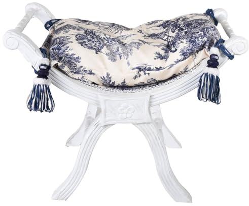 Hocker Toile de Jouy Sitzhocker Shabby Chic Schemel Pouf Polsterhocker cat350k33 Palazzo Exklusiv