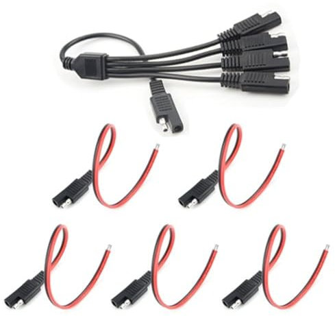 WMYCONGCONG 1 PCS SAE 1 to 4 Extension Cable Quick Disconnect Connector SAE Y Splitter Adapter Cable + 5 PCS 2 Pin SAE Quick Disconnect Plug 18AWG 300mm