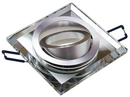 Foco LED empotrable de cristal de espejo negro orientable con portalámparas GU10 de 230 V (transparente – espejo)
