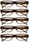 The Reading Glasses Company OPULIZE ACE Lesebrille für Damen und Herren - 5er-Pack - Schmaler Rechteckiger Rahmen - Komfort Federscharniere - Kratzfest - Braun Schildpatt +2.50
