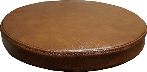 Quattro Meble Runde Echtleder Sitzkissen Braun Lederkissen Sitzpolster fur Barstuhl Barhocker Sessel Stuhle Bank doppelt genähtes Echt Leder Kissen Sitzauflage Auflage (Durchmesser 40 cm)