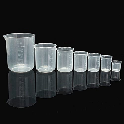 FEVERWORK 25mL To 1000mL Graduated Clear Plastic Beaker Volumetric Container For Laboratory - 100ml